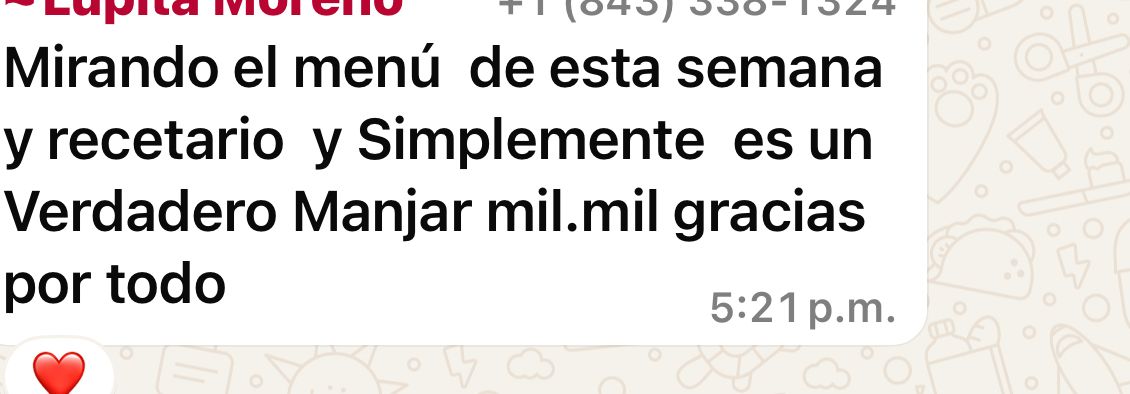 Incluye menú semanal